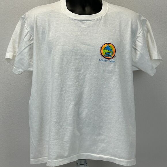 Vintage Grammy Awards Logo T Shirt Mens X-Large 90s Music Made In USA Tee White - Picture 2 of 13